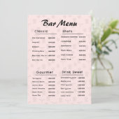 Roze Eenvoudige Bar Drankmenu Menu (Staand voorkant)