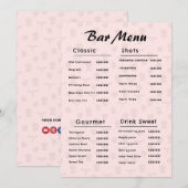Roze Eenvoudige Bar Drink Menu (Voorkant / Achterkant)