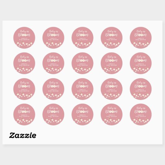 Roze Eenvoudige Boho Daisy Bloemen Baby in Bloom S Ronde Sticker (Vel)