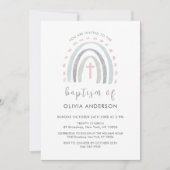 Roze Eenvoudige Boho Regenboog Cross Meisje Dop Kaart (Voorkant)