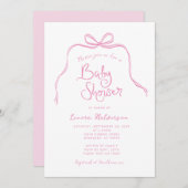 Roze Eenvoudige Boog Baby shower Uitnodiging (Voorkant / Achterkant)