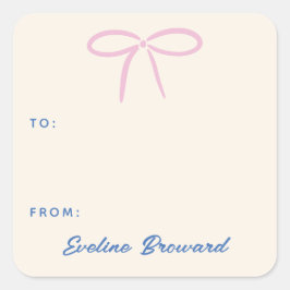 Roze Eenvoudige Boog Blank Gift Label