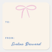 Roze Eenvoudige Boog Blank Gift Label (Voorkant)