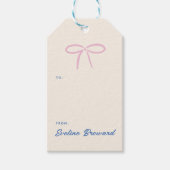 Roze Eenvoudige Boog Blank Gift Label Cadeaulabel (Voorkant)