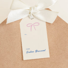 Roze Eenvoudige Boog Blank Gift Label Cadeaulabel