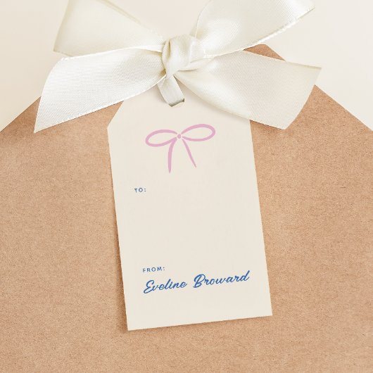 Roze Eenvoudige Boog Blank Gift Label Cadeaulabel