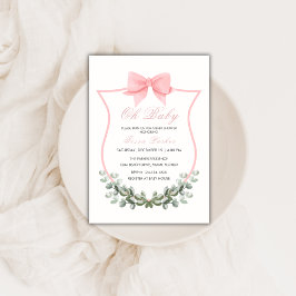 Roze Eenvoudige Boog Eucalyptus Crest Meisje Baby Kaart