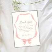 Roze Eenvoudige Bow Girl Baby shower Bedankkaart