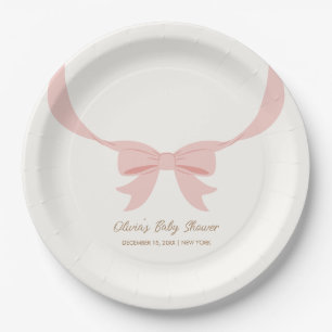 Roze Eenvoudige  Bow Girl Baby shower Papieren Bordje