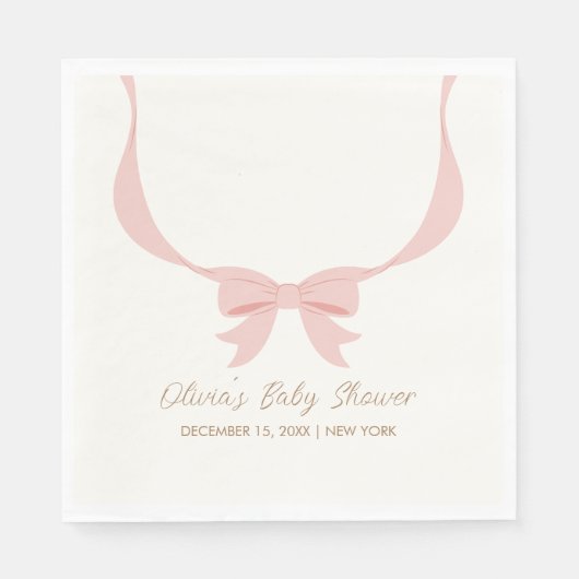 Roze Eenvoudige  Bow Girl Baby shower Servet (Voorkant)