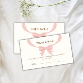 Roze Eenvoudige  Bow Luier Raffle Baby shower Informatiekaartje