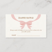 Roze Eenvoudige  Bow Luier Raffle Baby shower Informatiekaartje (Voorkant)