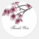 Roze Eenvoudige Cherry Blossom Dank je Stickers (Voorkant)