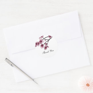 Roze Eenvoudige Cherry Blossom Dank je Stickers