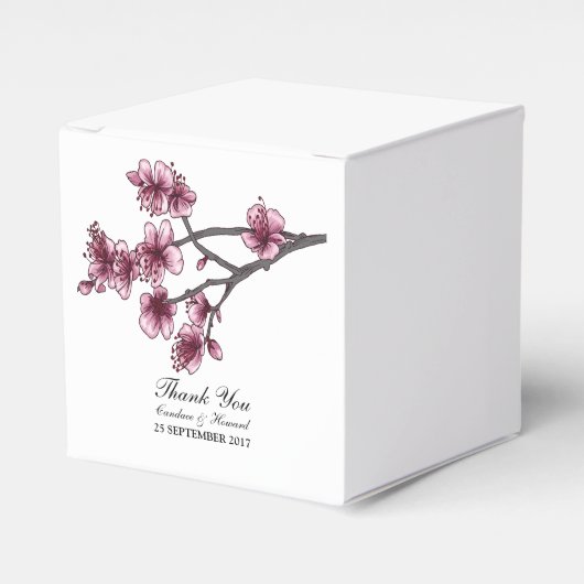 Roze Eenvoudige Cherry Blossom Favor Boxes Bedankdoosjes (Voorkant Zijde)
