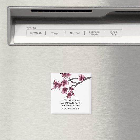Roze Eenvoudige Cherry Blossom sparen de Datum Mag Magneet (Insitu (Vaatwasser))