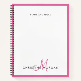 Roze eenvoudige chic minimalist monogram notitieboek