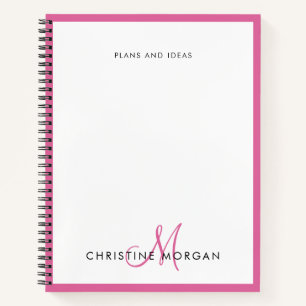 Roze eenvoudige chic minimalist monogram notitieboek