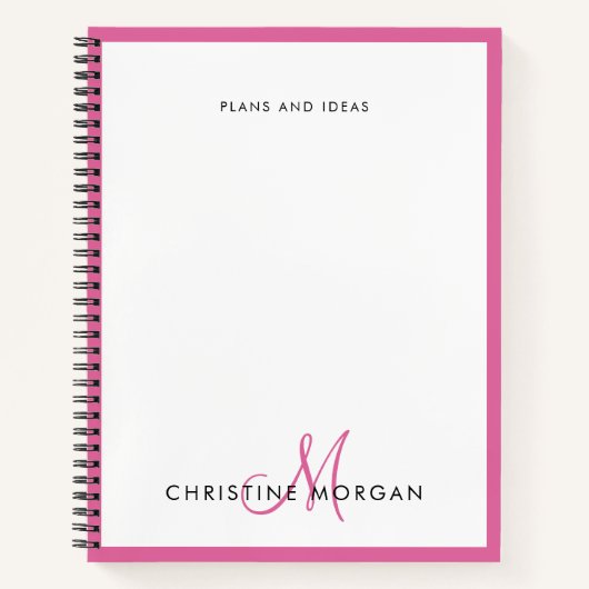 Roze eenvoudige chic minimalist monogram notitieboek (Voorkant)