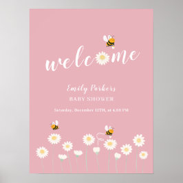 Roze Eenvoudige Daisy Bloom Baby shower Welkomstbo Poster