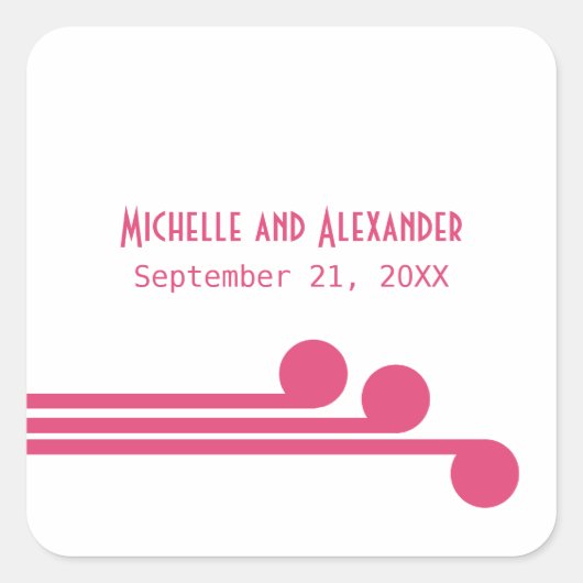 Roze eenvoudige deco chic Wedding Stickers (Voorkant)
