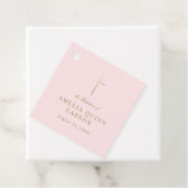 Roze Eenvoudige Elegante Gouden Kruis Doop Bedankjes Labels (In situ)