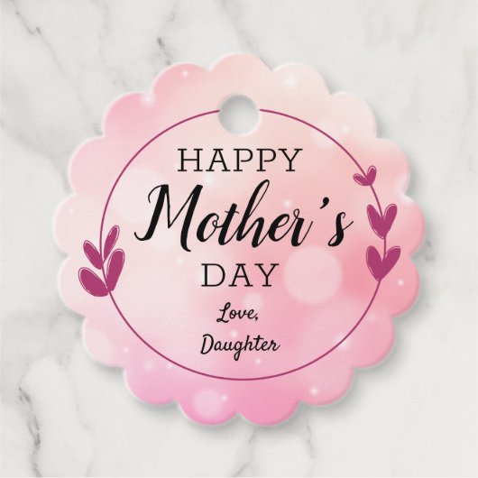 Roze Eenvoudige Elegante Moederdag Bedankjes Labels (Voorkant)