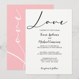Roze Eenvoudige elegante typografie Love Wedding Kaart