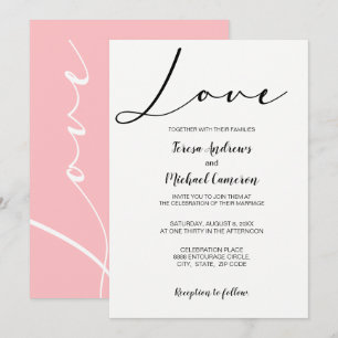 Roze Eenvoudige elegante typografie Love Wedding Kaart
