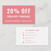 Roze, eenvoudige en eenvoudige zakelijke demonstra kortingskaartje (Voorkant / Achterkant)