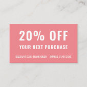 Roze, eenvoudige en eenvoudige zakelijke demonstra kortingskaartje (Voorkant)