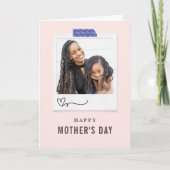 Roze, eenvoudige en moderne Moederdag-foto Feestdagen Kaart (Voorkant)