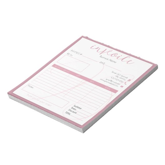  roze eenvoudige factuur voor kleine bedrijven notitieblok (Linkerzijde)