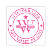 Roze Eenvoudige Familienaam Monogram Zelfinktende Stempel (Design)