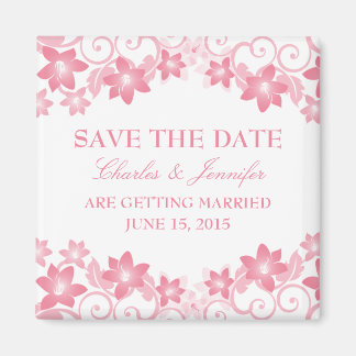 Roze Eenvoudige Floral sparen de Datum Magnet