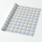 Roze Eenvoudige Gingham Geruite Kerst Cadeaupapier (Uitgerold)