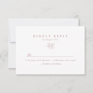 Roze Eenvoudige Hand Getrokken Kersenbloesem Huwel RSVP Kaartje