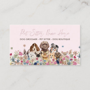 Roze, eenvoudige Hondenras, puppy Grooming Petsitt Visitekaartje