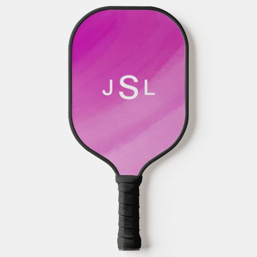 Roze eenvoudige initialen leuk sportcadeau voor ha pickleball paddle (Voorkant)