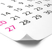 Roze Eenvoudige Kalender Oktober 2023 Poster (Hoek)