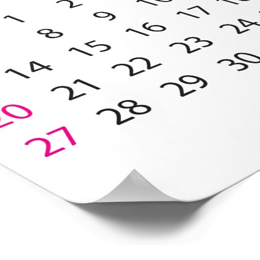 Roze Eenvoudige Kalender Oktober 2023 Poster (Hoek)