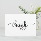 Roze, eenvoudige kalligrafie leeg Hartelijk dank Kaart (Staand voorkant)