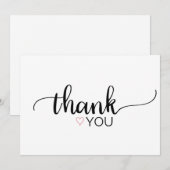Roze, eenvoudige kalligrafie leeg Hartelijk dank Kaart (Voorkant / Achterkant)