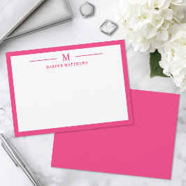 Roze Eenvoudige Klassieke Persoonlijke Briefpapier Notitiekaartje