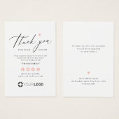 Roze eenvoudige manuscript bedrijfs logo dank u tu visitekaartje (Voorkant /achterkant)