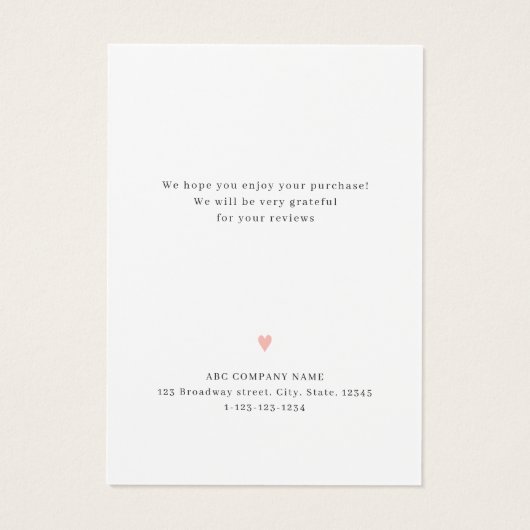 Roze eenvoudige manuscript bedrijfs logo dank u tu visitekaartje (Achterkant)