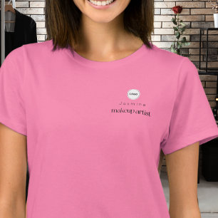 Roze Eenvoudige Medewerker Naam Uw Logo Make-up Ar T-shirt