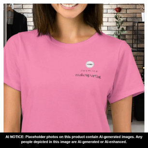 Roze Eenvoudige Medewerker Naam Uw Logo Make-up Ar T-shirt