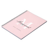 Roze eenvoudige meisjesachtige afbeelding naam notitieboek (Linkerzijde)