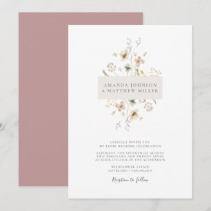 Roze Eenvoudige Minimale Elegante Geperste Bloemig Kaart